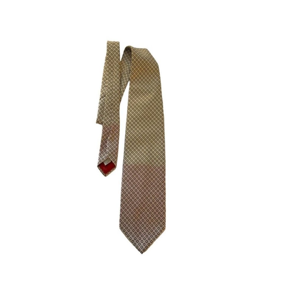 Vintage 56" Men's Necktie Polyester Retro Print Dipped Pink 4.25" Width